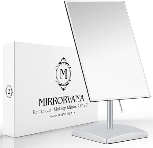 Mirrorvana Tischspiegel Groß, Schminktisch Spiegel, Kosmetikspiegel/Schminkspiegel, Badezimmer Spiegel für die Arbeitsplatte, Badspiegel ohne Rahmen, 18 x 25 cm (Silber) von Mirrorvana