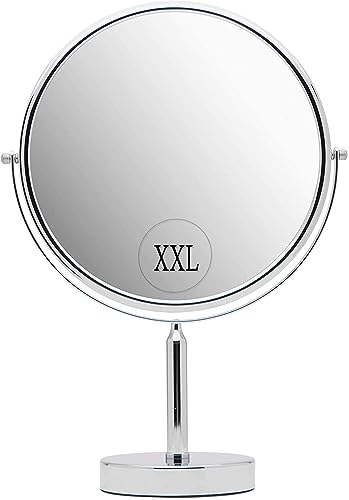 XXL Spiegel Rund, Schminkspiegel/Kosmetikspiegel 3 Fach, Schminktischspiegel, Doppelseitiger 3X / 1X Vergrößerungsspiegel für das Badezimmer, 28 cm (Makeup Mirror) von Mirrorvana