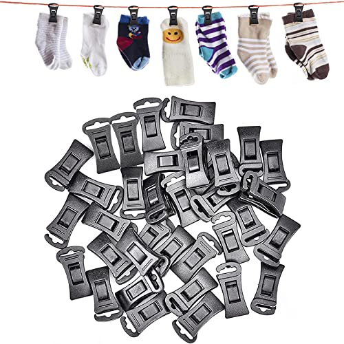 40 Stück Sockenklammern, Sockenklammern für Waschmaschine und Trockner Socken-Clips mit Haken Tragbare Multifunktionaler Wäschehaken für Socken, Wäscheleine, Taschen, Schrankklammern(Schwarz) von Mirrwin