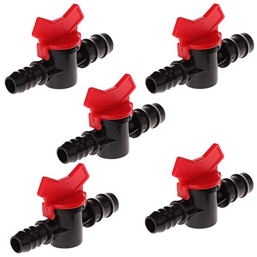 Mirrwin Hebelventil Absperrventil 5 PCS Aquarium Regelventil Wasser PE Schlauch Ventil Bewässerung mit Wasserhahn Schlauch Bewässerung Absperrhahn für 16mm Schlauch Wasser Öl und Andere Flüssigkeiten von Mirrwin