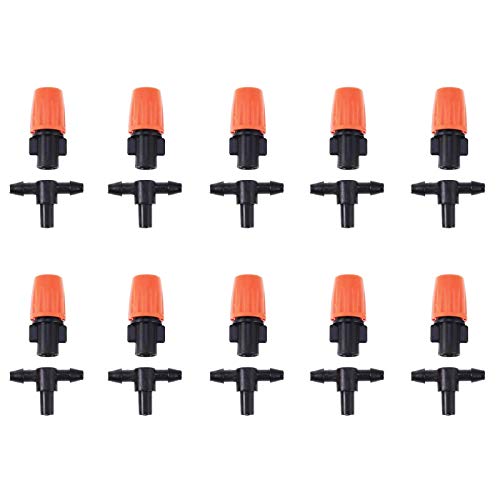 Sprinklerköpfe Düsen T-Verbindungen Sprinklerköpfe Nebeldüsen mit T Verbindungen,Kunststoff Micro Flow Tropfer Nebeldüse Sprinkler Garten Misting Garten für Hausgarten Beschlagen Bewässerung 20 PCS von Mirrwin