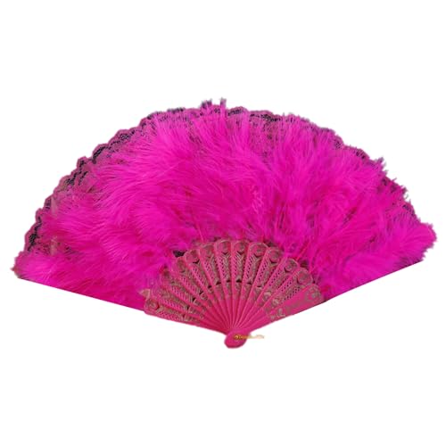 Mirweon Damen Federfächer 1920er Vintage Stile Flapper Handheld Faltbare Spitze Fan Hand Für Hochzeiten Und Motto-Partys Tanzauftritte von Mirweon