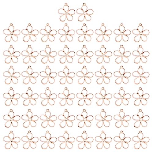 Mirweon Set mit 50 eleganten hohlen Blumenanhängern, hohle Blumen-Schmuckherstellung, Zubehör, Legierung für Schmuckanhänger von Mirweon