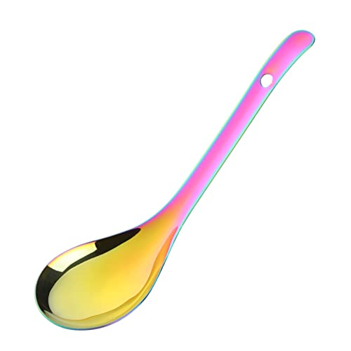 Moderne Suppenlöffel aus Edelstahl für Zuhause, Küche, Restaurant, poliert, Geschirrspüler, Geburtstag, Teelöffel, Edelstahl, Besteck-Set, langer Griff, Messlöffel mit von Mirweon