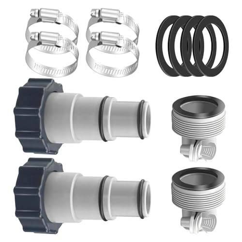 Poolschlauchadapter 3.8 cm auf 3.2 cm Umbauset mit sicheren Klemmen für Bodenpumpen Zubehör Adapter von Mirweon