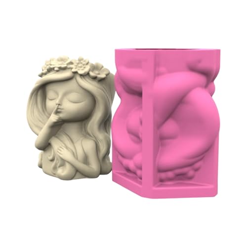 Silikon-Blumentopf-Form mit bezaubernden Mädchen-Designs, Mehrzweck-Bastelwerkzeug für Zement-, Gips-, Harzprojekte, niedliche Mädchen-Übertöpfe, Harzform von Mirweon
