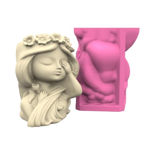 Silikon-Blumentopf-Form mit bezaubernden Mädchen-Designs, Mehrzweck-Bastelwerkzeug für Zement-, Gips-, Harzprojekte, niedliche Mädchen-Übertöpfe, Harzform von Mirweon