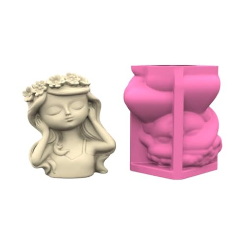 Silikon-Blumentopf-Form mit bezaubernden Mädchen-Designs, Mehrzweck-Bastelwerkzeug für Zement-, Gips-, Harzprojekte, niedliche Mädchen-Übertöpfe, Harzform von Mirweon