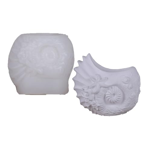 Wiederverwendbare Silikonform in Muschelform für Harzguss, Zement, Pflanzgefäß, Handwerk, Schmuck, Geschirr, Dekorationen, Silikon-Blumentopf-Form für Sukkulenten von Mirweon