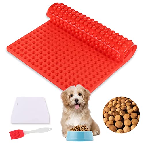 Mis.Moon 468 Löchern Backmatte Hundekekse Mini Halbkugel (1.2cm), mit Teigspatel, Backform für Hundeleckerli, Silicone Baking Mat, Baking Mould for Dog Treats von Mis.Moon