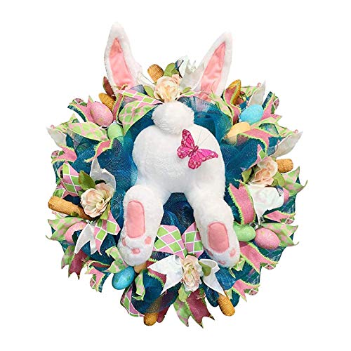 MisFox Osterdeko Garten Frühlingsdeko, Osterhase Hintern Girlande Deko, Hübsche Osterschmuck Zum Aufhängen für Draußen Tür Oder Fenster, 15,7 x 21,6 Zoll (Osterhase #04) von MisFox