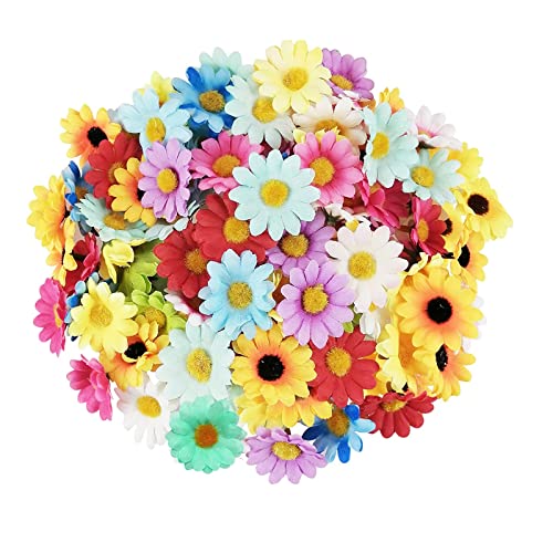 MisFun 100 Stücke Kunstblumen Daisy Blütenköpfe, Seide Gänseblümchen Blütenköpfe, Künstliche Gänseblümchen, Fake Blumenköpfe, Klein Daisy Deko, Künstliche Blumen Daisy Ideal für DIY Basteln Hochzeit von MisFun