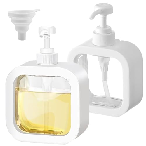MisFun 2 Pcs Seifenspender Set, Durchsichtig Soap Dispenser Pumpspender, Seifenspender Bad Transparent Lotionspender, Handseifenspender Duschgelspender, für Küche Bad Flüssigseifen (500ML) von MisFun