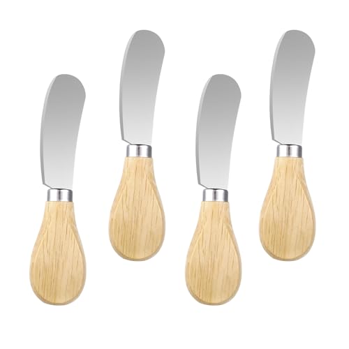 MisFun 4 Stück Buttermesser, Butter Knife aus Edelstahl, 12cm Tortenmesser Klein Käsemesser Set, Small Serving Spreaders Frühstücksmesser für Marmelade Butter Sahne Käse Gebäckherstellung (A) von MisFun