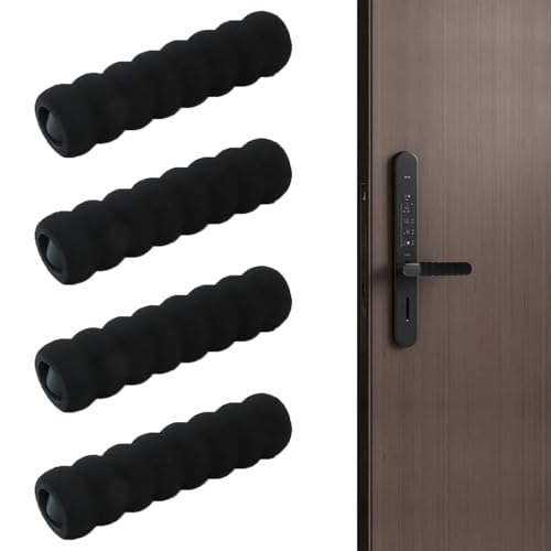 MisFun 4 Stück Türklinkenpuffer, Türgriff Schutz, Door Handle Protector, Schwarz Türgriff Stopper Schaumstoff Griff-Abdeckungen Wandschutz Türklinke Türschutz für Zimmertüren und Wänden von MisFun