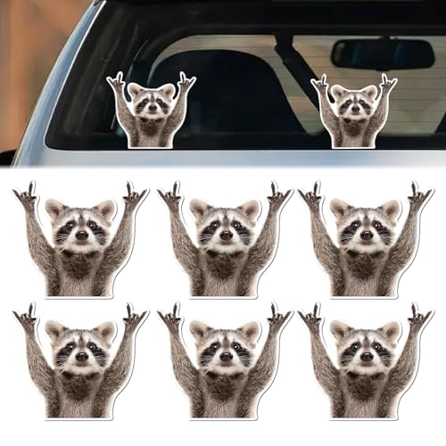 MisFun 6 Stück Auto Aufkleber, Waschbär Autoaufkleber, Süßer Kawaii Waschbär Auto Sticker, Car Sticker Waschbär Wasserdichte Aufkleber Auto, PVC Autosticker Wasserdicht Universal Autoaufkleber von MisFun