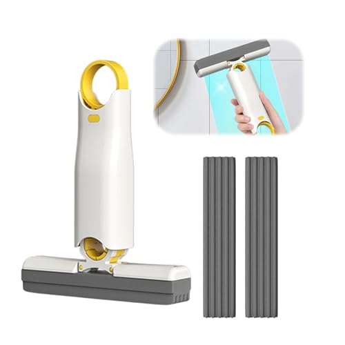 MisFun Desktop Mini Mop, Mini Wischmopp, Portable Squeeze Mop, Wischmopp mit Auswringfunktion, Handwaschbarer Desktop Reinigungs Mini Mopp für Fenster, Wand, Boden, Fliesen, Auto, Desktop von MisFun