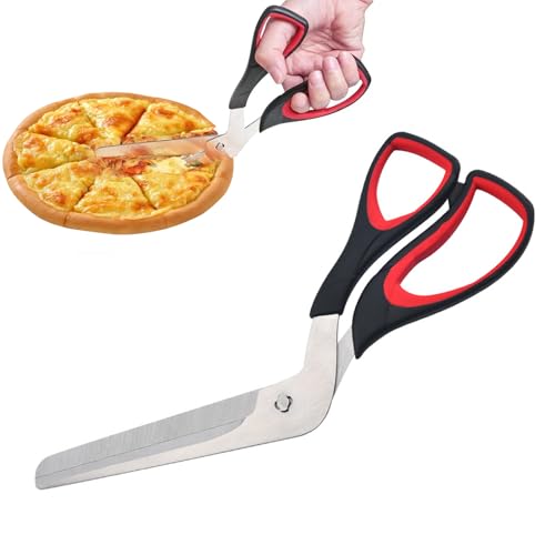 MisFun Pizzaschere, Pizzaschneider mit Scharfer Edelstahlklinge in Lebensmittelqualität und Weichem Griff, Pizzamesser Pizza Zubehör Multifunktionale Küchenschere, Pizza Tools 27CM von MisFun