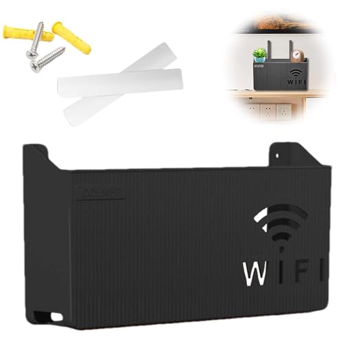 MisFun WiFi Router Aufbewahrungsbox WLAN Router Storage Boxes WiFi TV Kabel Rack Halterung Wandmontage Router Schwarz Dekorative Verstecken Schwimmende Rack für Wohnzimmer Heimdekoration von MisFun