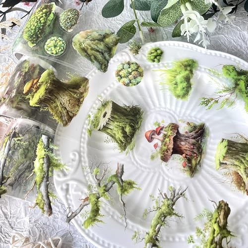 3 Rolls PET Washi Tape Set, Scrapbook Zubehör Pre-cut Tape for Forest, Moose Scrapbook Stickers for Scrapbooking, Journaling, Bullet Journal, DIY Crafts, Gift Wrapping, Painting (Forest Moss 1） von MisKepaa