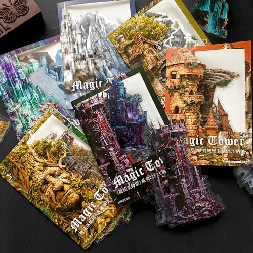 Magic Scrapbooking Journal Zubehör Aufkleber,60 Stuck Scrapbook Sticker Aesthetic Set in PET, Scrapbooking Bullet Journal Sticker für Alben,Bullet Journal, Junk Journaling, DIY Fotoalbum(MagicTower) Magic Scrapbooking Journal Zubehör Aufkleber,60 Stuck Scrapbook Sticker Aesthetic Set in PET, Scrapbooking Bullet Journal Sticker für Alben,Bullet Journal, Junk Journaling, DIY Fotoalbum(MagicTower) von MisKepaa