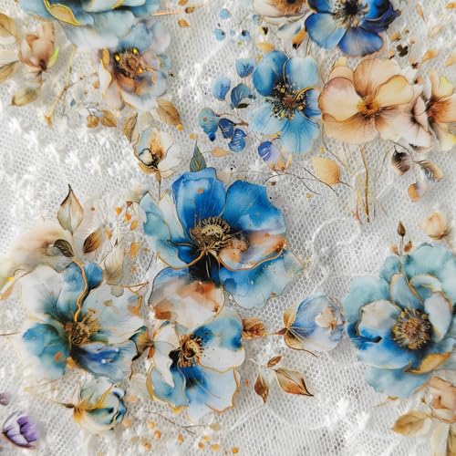 Scrapbook Stickers Blumen Set,120 Stück Transparent Scrapbooking Blumen Zubehör Aufkleber,Stickers Aesthetic for Scrapbooking,Journaling,Heimwerker,Planer,Bastelarbeiten(Blooming Flower) von MisKepaa