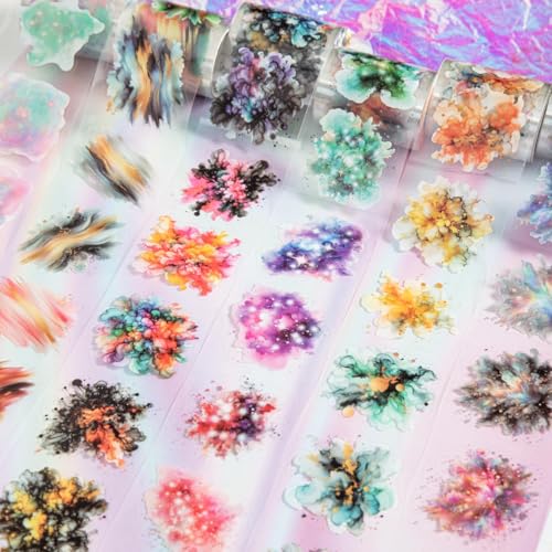 Scrapbooking Stickers Set,Bullet Journal Zubehör Sticker,6 Rolls PET Washi Tape Aesthetic Stickers,Decorative for Journal Zubehör,Photo Album,Mobile phone,DIY Crafts(Colorful Star River Series) von MisKepaa