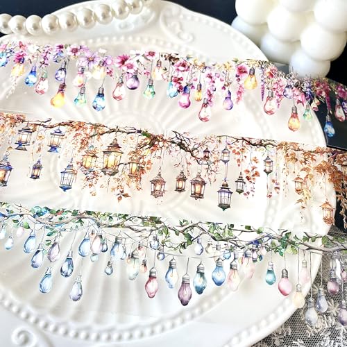 Scrapbooking Tape for Lighting, 3 Rolls PET Washi Tape Set, Scrapbook Zubehör Stickers for Junk Journaling, Bullet Journal, DIY Crafts, Painting (Lighting Surround 2) von MisKepaa