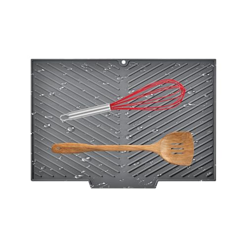 Misaakoeq Abtropfmatte für Küche, Kochplatte, rutschfeste Silikon-Trockenzubehör für Gabeln, Essstäbchen, Löffel, 38,1 x 25,4 cm von Misaakoeq
