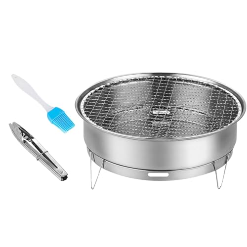 Misaakoeq BBQ Grill Holzkohle,Holzkohle BBQ Grills | Edelstahl-Barbecue-Grill klappbar,Abnehmbarer Außengrill, multifunktionaler großer Grill für Outdoor-Wanderpicknick-Camping von Misaakoeq
