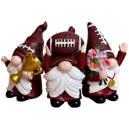 Misaakoeq Gartenzwerge, Gartenzwerge - Fußballspieler-Zwergstatue | Harz-Zwergfiguren-Set mit 3 Stück, niedliche Zwergen-Figuren-Dekoration für Zuhause, Wohnzimmer von Misaakoeq
