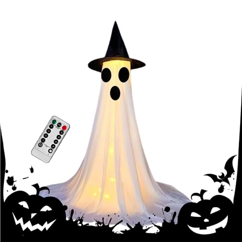 Misaakoeq Halloween Geist Deko Für Außenbereich - Halloween Outdoor Leuchtender Geist | Große Horrordekoration Für Rasen Friedhof Gruselhaus von Misaakoeq