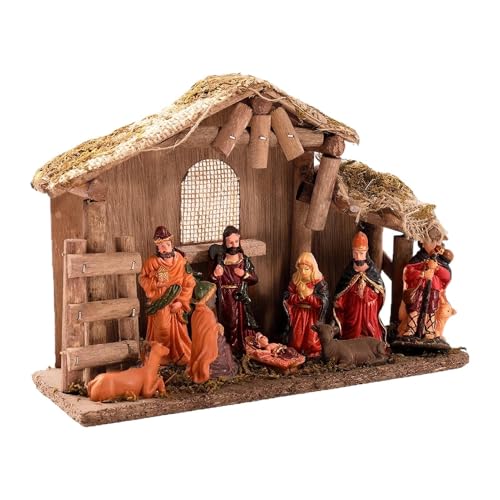 Misaakoeq Krippen-Weihnachtsschmuck, religiöse Weihnachtsdekoration, religiöse, festliche Miniatur-Figuren-Set für Schreibtisch, Frauentisch, Fensterbank, Zuhause, Kaminsims, Männerregal Misaakoeq Krippen-Weihnachtsschmuck, religiöse Weihnachtsdekoration, religiöse, festliche Miniatur-Figuren-Set für Schreibtisch, Frauentisch, Fensterbank, Zuhause, Kaminsims, Männerregal von Misaakoeq