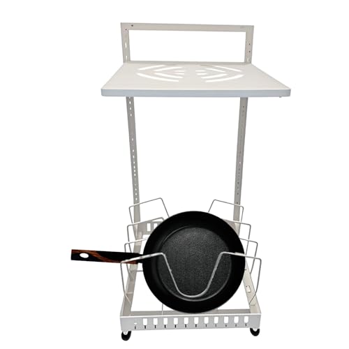 Misaakoeq Pot Storage Rack, 2 Layer Pot Rack - 2 Schicht Fritting -Pan -Organizer - Multifunktionales Küchengeräte, Kohlenstoffstahlständer für Speisekammer, Schränke, Zuhause, Restaurant von Misaakoeq
