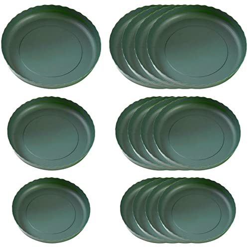 Misazy untersetzer blumentopf, Set von 15 grün blumentopf untersetzer - blumenuntersetzer rund in 3 Größen (14cm, 16cm und 18cm) - Schützen Sie Ihre Böden und Möbel mit Pflanzen untersetzer von Misazy
