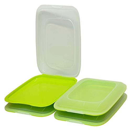 4x stapelbare Aufschnitt-box Frischhalte-Dose Wurst Käse Behälter Aufschnitt-Dose Farbe grün von Mischke-24