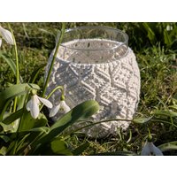 Makramee Windlicht | Boho Teelicht Handgefertigte Deko Glas Mit Makramee-Muster Geschenkidee 11cm Hoch Und 8cm Durchmesser Makramee Windlicht | Boho Teelicht Handgefertigte Deko Glas Mit Makramee-Muster Geschenkidee 11cm Hoch Und 8cm Durchmesser von MischoCreations