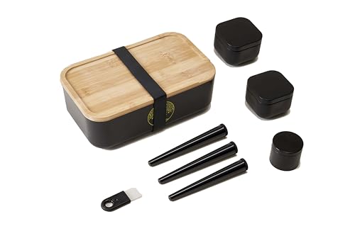 Misecrisa Aufbewahrungsbox mit Rolltablett – luftdichte Aufbewahrungsbox mit Bambus-Tablett – tragbare dekorative Box für Kräuter (20,3 cm) von Misecrisa