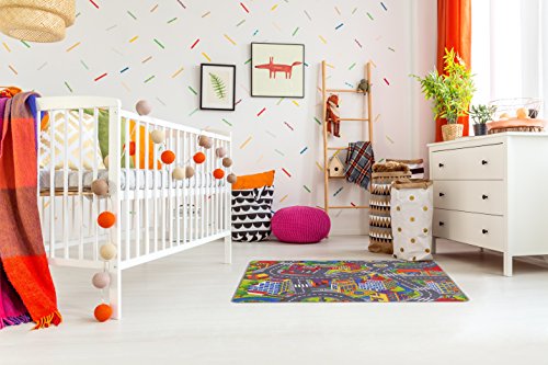 Misento Kinderteppich Straßenteppich Spielunterlage Kinderzimmer Schadstoff geprüft 95 x 133 cm von Misento