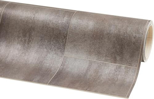 Misento PVC Bodenbelag Meterware - Vinylboden Fliesenoptik - Bodenbelag 2m und 4m breit PVC Boden - Fliese Braun-Grau 400 x 200 cm von Misento
