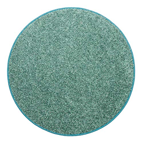 misento Shaggy Hochflor Teppich für Wohnzimmer Langflor, schadstoff geprüft 100 % Polypropylen, aqua rund 133 cm von misento