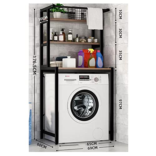 Laundry Room Shelf Over Washing Machine Heavy Duty Clothes Hanger Rack for Bathroom Balcony Washing Rack Storage Black 60x69x176.5cm von MisetGao