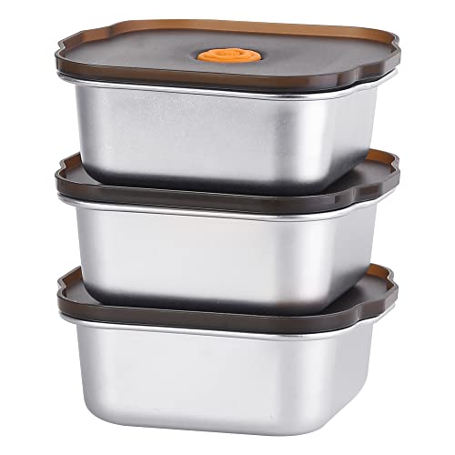 Misichao Edelstahl Frischebehälter mit luftdichten Deckeln | 450 ml 3 Stück kleine Gefriertöpfe wiederverwendbare Mahlzeit Vorbereitung Container auslaufsicher Gefrierschrank und spülmaschinenfest von Misichao