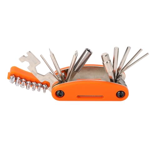 20 in 1 Fahrrad Multitool Professional Tragbares integriertes Design Fahrradreparaturwerkzeug, Wartung Essentials Safety Kit für Notfallwartungs -Campingreisen (Orange) von Miskall