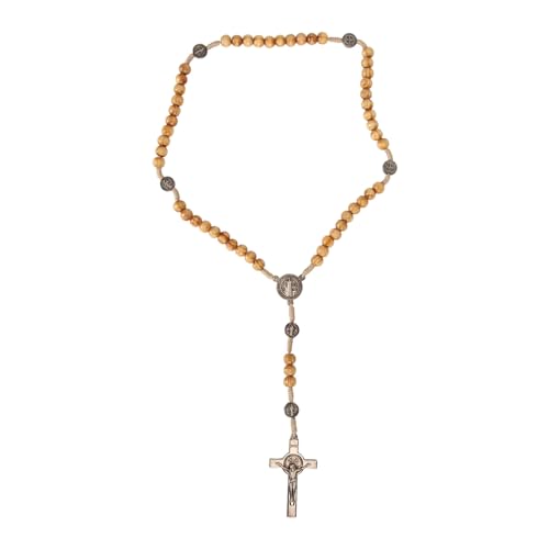 Amulett-Rosenkranz, Handgefertigte Rosenkränze aus Holz, Perlenkette Mit Kreuz Für Die Heim- Und Autodekoration von Miskall