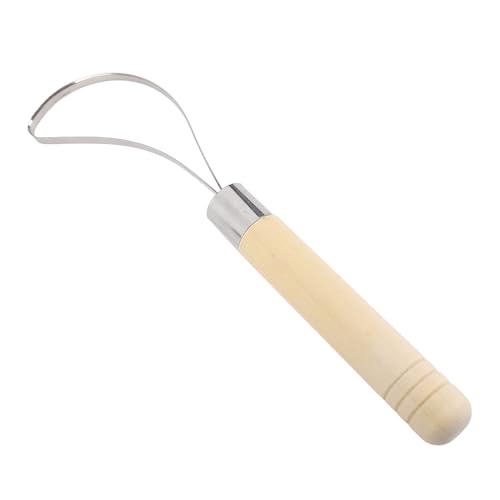 Bent Head Scraper Coconut Meat Remover Wooden Handle Stainless Steel Loop Pottery Sculpting Tool for Kitchen Home von Miskall