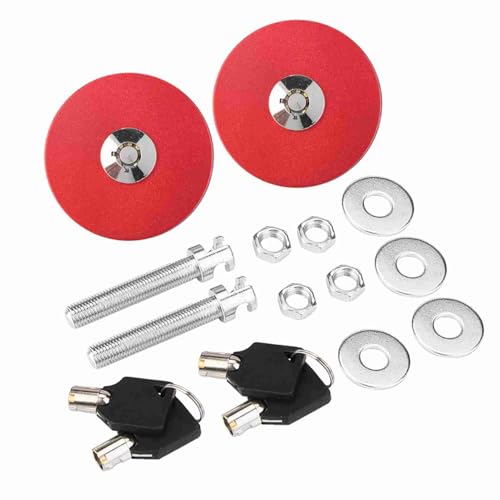 Car Universal Engine Hood Cover Lock Key Pin Safety Latch Fastening Kit Rally Vehicle Aluminum Alloy Black Red Blue Universal (red) von Miskall