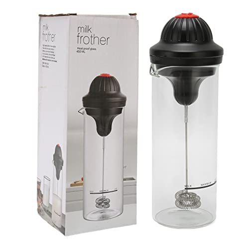 Handheld-Milchaufschäumer, Spritzwassergeschützt, Elektrischer Mehrzweck-Milchschaumbereiter Mit Hitzebeständigem Glas Für Eiercremekaffee von Miskall