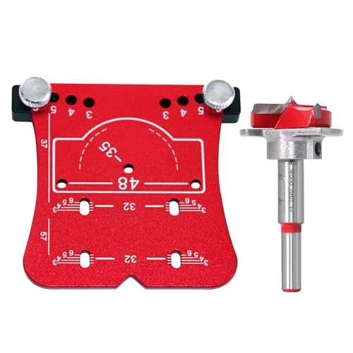 Holzbearbeitungsscharnieröffner, 35 -mm -Schranktür Scharnieröffnungspositionierter, Scharnierpositionierungsvorlage mit Bohrer, für Türen Schränke Scharniere Montage (Red) von Miskall