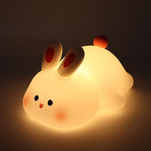Miskall Nachtlicht Kinder, Nachtlicht Baby, Kinderzimmer Nachtlampe, Wiederaufladbare Hase Nachtlicht, Nachttischlampe für das Stillen, Kawaii Raumdekoration Niedliche Geschenke für Frauen von Miskall